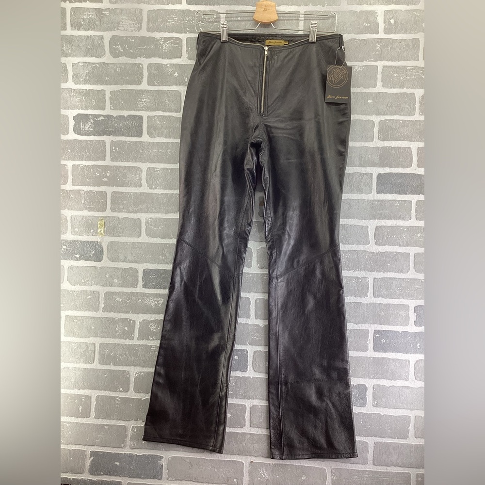 Rem Garson  Black Leather Zip Up and Ankle‎ zip Pants size 8